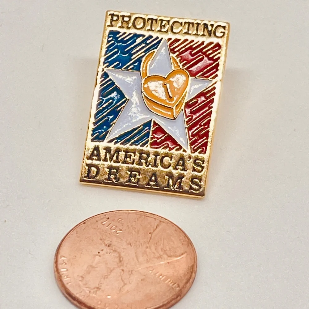 Protecting America's Dreams Star Heart Cloisonné Enamel Gold Tone Lapel Pinback